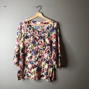 Anthropologie Maeve floral pink blouse top 12